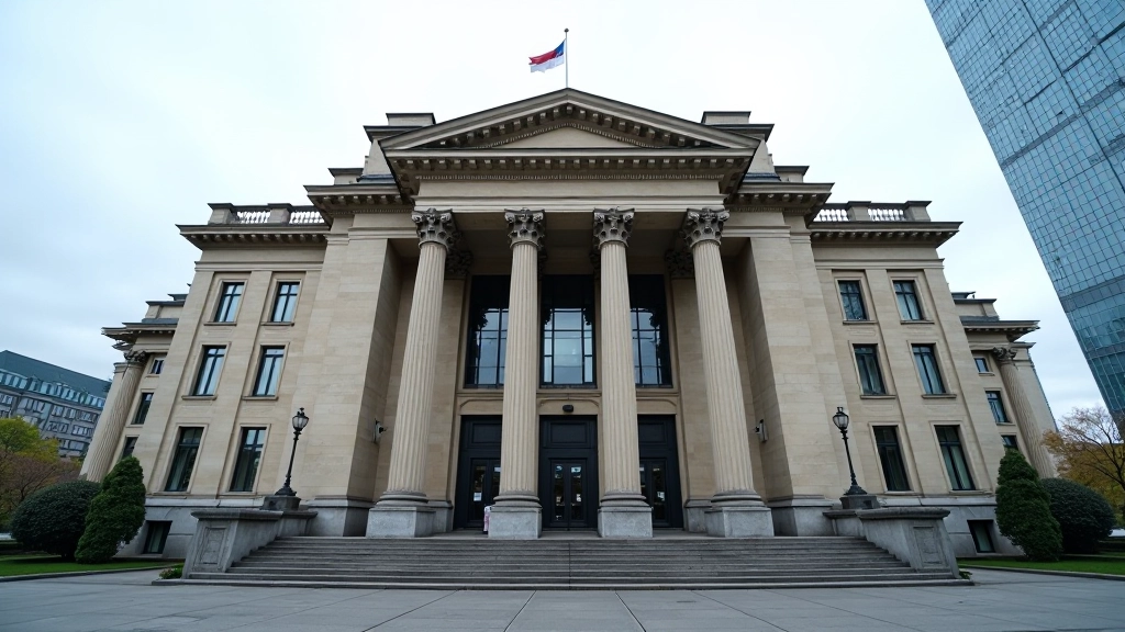 Bundesbank-Gebäude in Frankfurt mit klassischer Architektur und modernem Finanzdistrikt