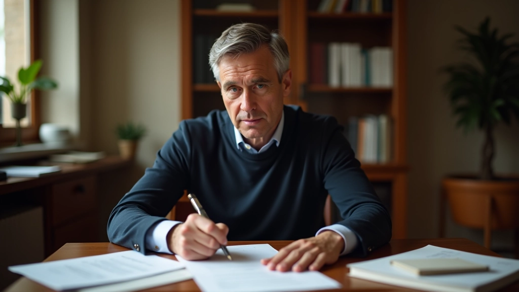 Wirtschaftsjournalist schreibt Artikel über Marktrends mit Fachliteratur und Notizen