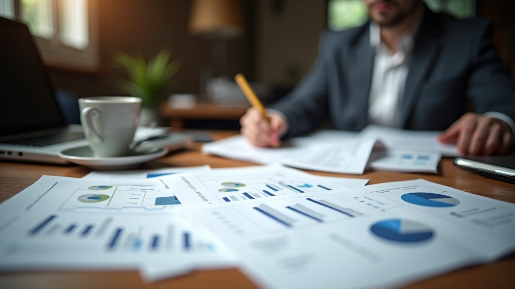 Analyst arbeitet mit Währungsberichten und Marktdaten am Schreibtisch